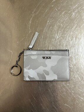 TUMI Belden Zip Card Case in Silver Camo